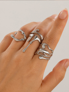 Серебристые кольца трендовый набор HQ Jewelry